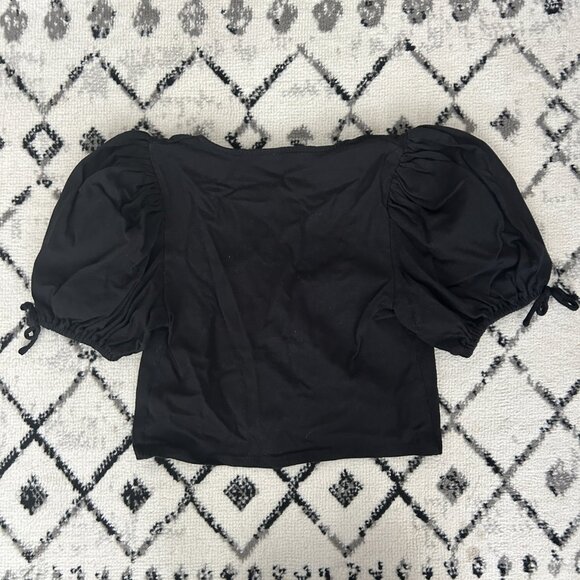 Free People Kitty Tee Puff Sleeve Boho Tie - Picture 2 of 3